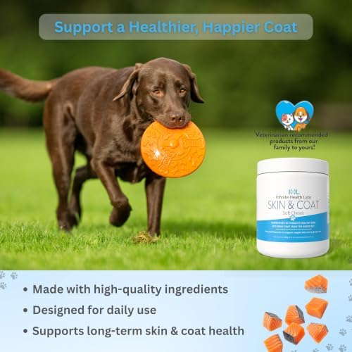 Skin & Coat Chews for Dogs, Omega-3 Fish Oil with EPA & DHA, Biotin, Vitamins A & D3, Supports Dry Skin, Shedding & Shiny Coats, Beef Liver Flavor, 60 Soft Chews