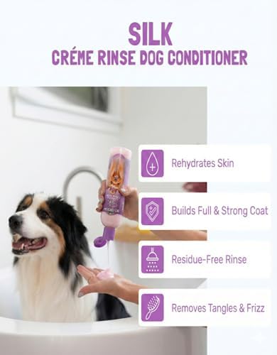Bio-Groom Dog Shampoo and Conditioner Set - Whitening Shampoo for Dogs, Moisturizing Conditioner for Dry, Itchy, Sensitive Skin - Silk Creme Rinse & Brightening Shampoo, 12 Fl Oz Each (1 Set)