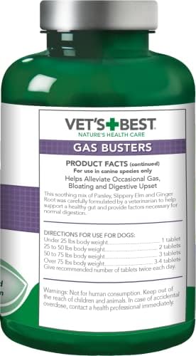 Vet's Best Gas Busters Digestive Support Tablets for Dogs, 90 Count