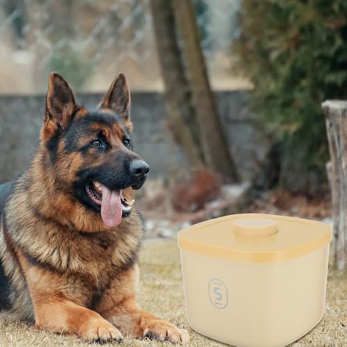 GANAZONO Pet Food Storage Container Airtight Cat Food Tin Small Yellow Vacuum Seal Dog Treat Holder for Freshness and Moisture Protection