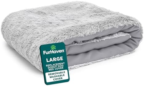 FurHaven Replacement Calming Donut Bed Cover, Misty Gray, Large