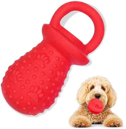 Latex Chew Dog Toys, Novelty Squeaky Pacifier Dog Toys, 5.2" Durable Pacifier Dog Chew Toys for Small and Medium Dogs(Red,1 Pcs)