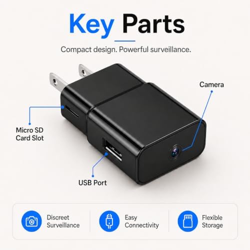2K Plug-and-Play Indoor Security Camera, Motion Activated Wall Cam for Home & Pet Monitoring, Loop Recording with Local Storage, AC Adapter Powered