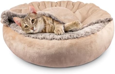 JOEJOY Small Calming Donut Dog Burrow Cave Bed, 23"