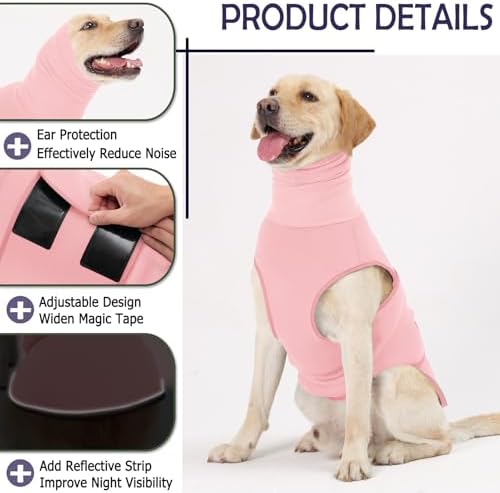 KOESON Reflective & Soft Dog Anxiety Vest with Ear Wraps for Thunderstorm