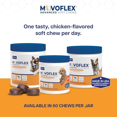 MOVOFLEX Advanced Soft Chews Hip and Joint Support Supplement for Medium Dogs - 60 Count by Virbac