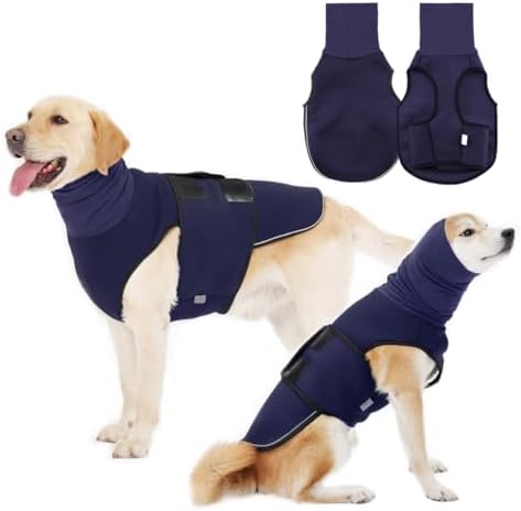 Dog Anxiety Vest,Pet Calming Hoodie Breathable Dog Anti-Anxiety Jacket for Thunder Fireworks and Separation,Blue XXXL