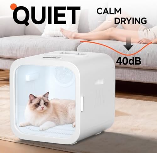 68L Automatic Pet Dryer Box for Cats & Small Dogs – Ultra Quiet, Smart Temp Control, 360° Dual Airflow, Fast & Safe Drying,Care Window， Negative Ion Care for Home Grooming