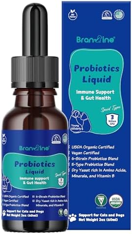 Probiotics Liquid Immune Support& Gut Health for Cats and Dogs - 6-Strains Probiotics with 5 Type Prebiotics, Dry Yeast (60 ml)