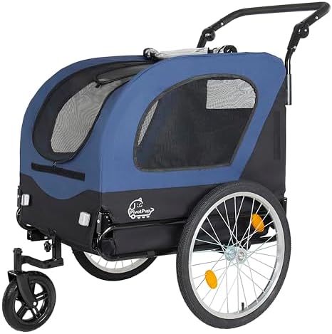 KEIKI 2-in-1 Dog Bike Trailer & Pet Stroller - up to 110lbs, Built-in Leash