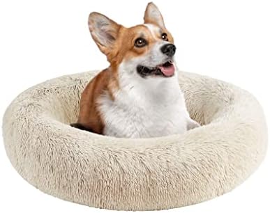Friends Forever Serena Calming Donut Dog Bed, Medium, Serena Tan, 30"x23"x6.5"