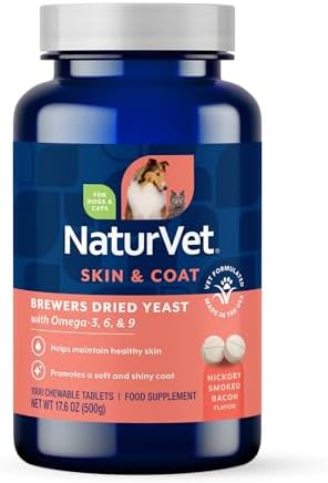 NaturVet Brewer’s Dried Yeast Formula Plus Omegas for Dogs & Cats - 1000 Ct