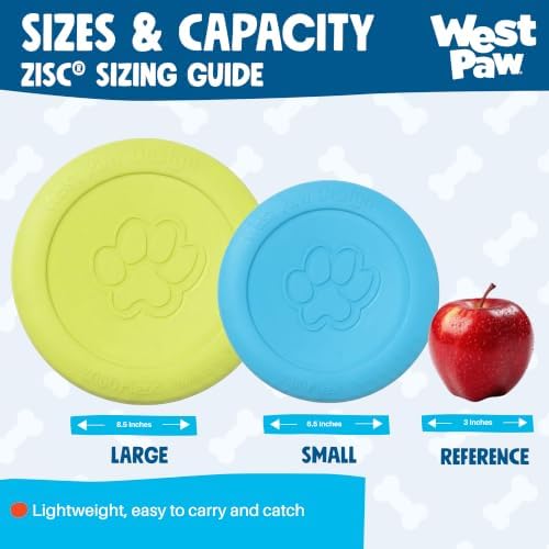 WEST PAW Zogoflex Zisc Dog Flying Disc, High Flying Aerodynamic Disc for Dogs Puppy – Lightweight, Floatable Disc for Fetch, Tug of War, Catch, Play – Doubles as Food/Water Bowl, Large, Granny Smith