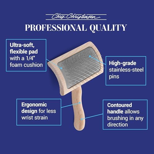 Chris Christensen Mark VI Curved Back Slicker Brush for Dogs, Medium, Stainless Steel, Brown