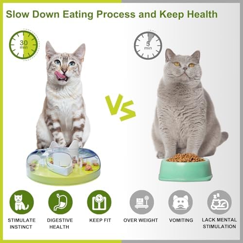 Interactive Cat Treat Puzzle Enrichment Toys, Neon Green | Cat Puzzle Feeder, Slow Feeder, Food Maze, Mental Stimulation Foraging Toys, for Indoor Cats and Kittens