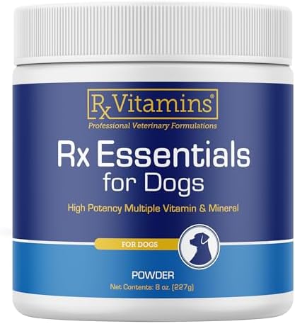 Rx Vitamins Essentials for Dogs - Daily Vitamins & Minerals - 8 oz | with Blue Spirulina, Kelp Powder, & Milk Thistle for Dogs - Complete Canine Vitamins and Essential Minerals Powder