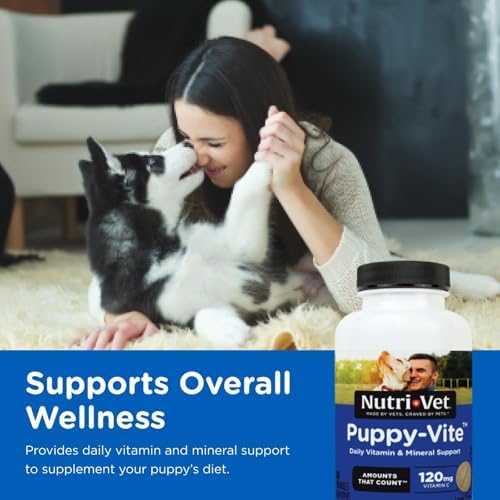 Nutri-Vet Puppy Multivitamin, Daily Dog Vitamin Puppy Health, 60 Chewables | Multivitamin for Dogs, Dog Multivitamins Chewable, Balanced Nutrition, Immune Support, Joint Health, Overall Puppy Health