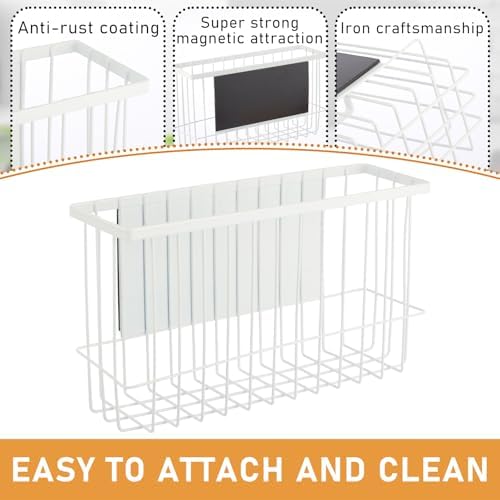Magnetic Dryer Ball Holder for Laundry Room Dryer Ball Organization, Magnetic Lint Bin for Laundry Room Wool Dryer Ball Organizer, Iron Dryer Ball Container for Laundry Room Storage（White）
