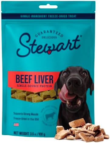 Stewart Freeze Dried Dog Treats, 100% Beef Liver, 3.5 oz Pouch