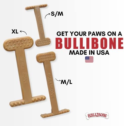Bullibone Nylon Dog Chew Toy for Aggressive Chewers - Dental Hygiene Bone with Beef Flavor, Durable Tough Chew Toys for Extra Large Dogs, Indestructible Dog Bone - Single
