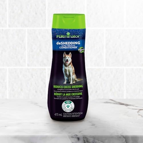 FURminator Ultra Premium deShedding Conditioner for Dogs, 16 oz | Reduces Excess Shedding, Conditioners Nourish Skin & Coat, Helps Remove Wet Dog Smell, No Parabens or Dyes, Fresh Scent