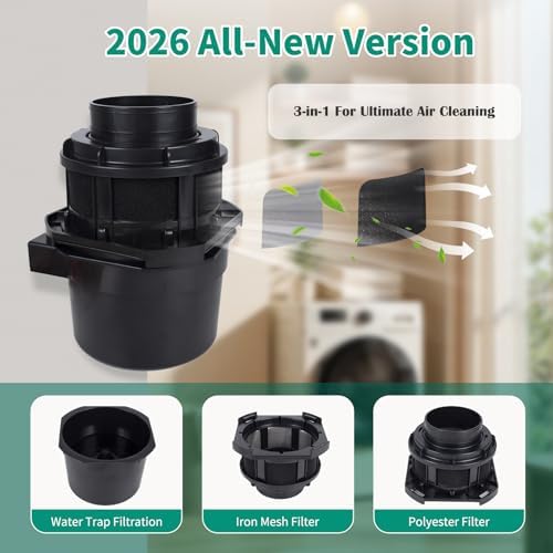 2026 Exclusive 3-in-1 Indoor Dryer Vent Kit with Black Dryer Vent Hose - Dryer Lint Catcher Box Water Filter Bucket - Indoor Dryer Lint Trap for Electric Dryer