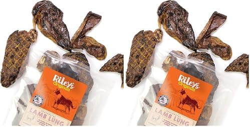 Riley's Premium Dehydrated Lamb Lung Dog Treats - Sourced in USA, Made in USA - Air Dried Crunchy & Delicious Lamb Dog Treats - 6 oz (Pack of 2)