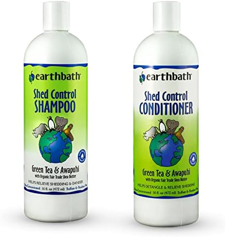 earthbath Green Tea & Awapuhi Shed Control Dog Shampoo, 16 Oz (1 Set) | Cruelty Free Dog Shampoo, Helps Relieve Shedding & Dander, Made in USA, Dog Bathing Supplies