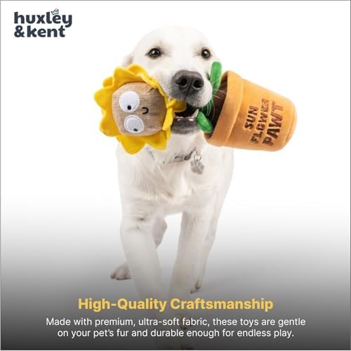 Huxley & Kent Seek 'n Treat Puzzle Dog Toy, Sunflower Pawt, Large | Hidden Treat Pocket, Crinkle & Squeaker; Reinforced Seams & Mesh; Soft, Durable & Machine Washable