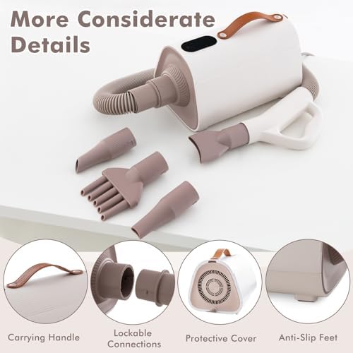 Giantex Dog Dryer, Dog Hair Dryer with Adjustable Air Speed and Temperature Control, 4 Nozzles, Negative Ion Function, Overheat Protection, High Velocity Dog Blow Dryer for Pet Grooming Salon