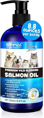 Alaskan Salmon Oil for Dogs & Cats (250ml/8.8 oz) - Pure Omega 3 Fish Oil