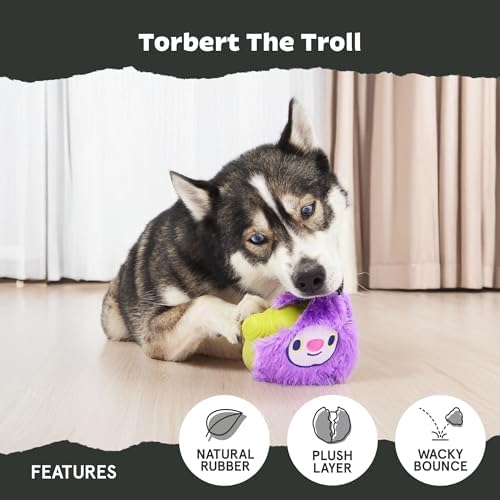 BarkBox Torbert The Troll Dog Toy - for Large Dogs | Natural Rubber with Wacky Bounce Perfect for Aggressive Chewers and Long-Lasting Playtime