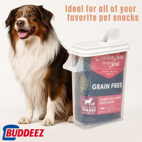 Buddeez Airtight Pet Food Storage Container, 32 Quart, with Pour Spout