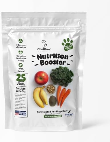 ChefPaw Nutrition Booster for Dogs – Multivitamin Powder with 25+ Essential Nutrients & Calcium – All-Natural Dog Supplement for Homemade & Fresh Food Diets – Supports Bones, Immunity & Overall Health
