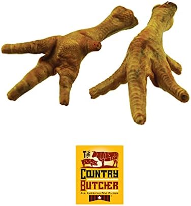 THE COUNTRY BUTCHER Chicken Feet Dog Treats, Nails Removed, USA, 30 Count