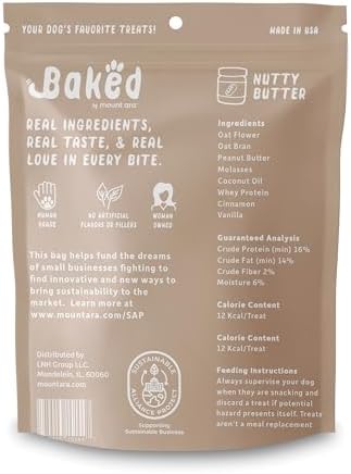 Baked Human Grade Dog Treats - Apple, Blueberry & Peanut Butter Cookies, 6oz