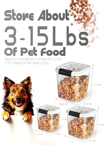 LivLab Mker 20 lb Stackable Pet Food Storage Containers, 3 Pack