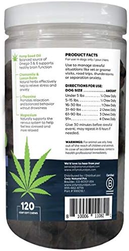 Only Natural Pet, Hemp, L-Theanine, 120-Pack, 120 Count