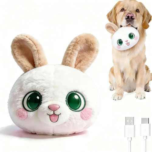 Interactive Dog Toy, 3 Modes Bouncing Talking Squeaky Dog Toy(Rabbit) | Cozisvoker Electric moving dog toy with Automatic Bouncing, Singing and Recording Functions for Small Medium Large Dogs
