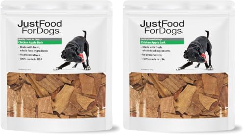 JustFoodForDogs Limited Ingredient Jerky Dog Treats - Chicken Apple Bark, 5oz (Pack of 2)