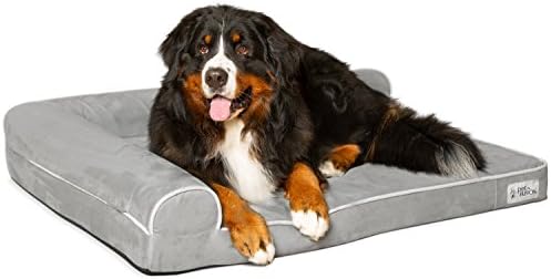 PetFusion BetterLounge Orthopedic Dog Bed | Solid CertiPUR-US Memory Foam, Waterproof liner | Medium / Large & XL | Removable Micro-Suede Cover Available Separately, 1 YR Warr,Grey