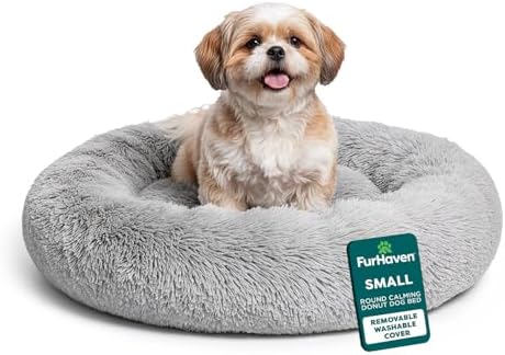 FurHaven Calming Donut Dog Bed, 23", Small, Mist Gray