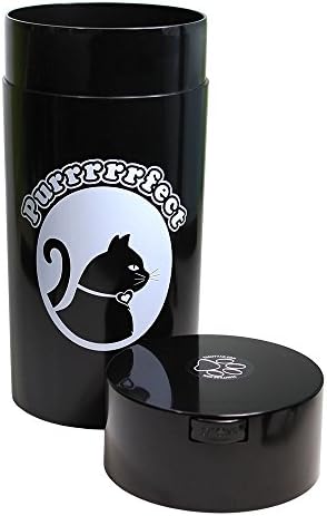 Tightpac Pawvac 5 to 24 Ounces Container, Airtight Pet Food and Treats Storage Jar - Patented Vacuum Seal Container for Pet Food, Treats and other Dry Goods - Black With Cats