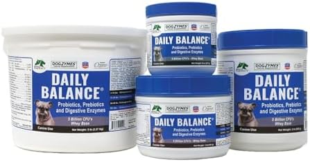 DOGZYMES Daily Balance Canine Supplement by Nature’s Farmacy – Probiotics + Prebiotics + Digestive Enzymes – 5 Billion CFUs – Whey Base – 1 lb (454 g)