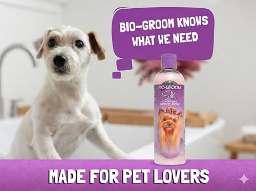 Bio-Groom Dog Shampoo and Conditioner Set - Whitening Shampoo for Dogs, Moisturizing Conditioner for Dry, Itchy, Sensitive Skin - Silk Creme Rinse & Brightening Shampoo, 12 Fl Oz Each (1 Set)