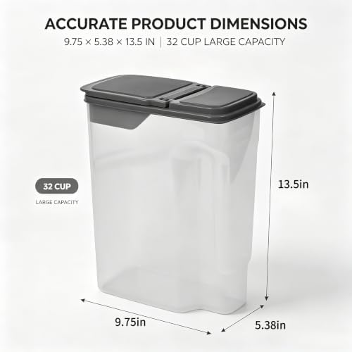 Cereal Containers Storage Airtight Food Organizers with Lids, 32 Cup BPA-Free Plastic Holder for Kitchen Pantry Organization, Clear Rice Flour Sugar Dry Goods Dispenser (32, Cup)