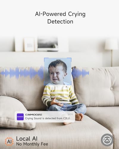 4MP Camera for Home Security, Free 32GB SD Card, Non-Subscription AI Human/Pet/Crying Detection, 2.5K Dog Cat Pet Camera with Phone APP, 360° Coverage, 2-Way Talk, IR Night Vision, 2.4G WiFi