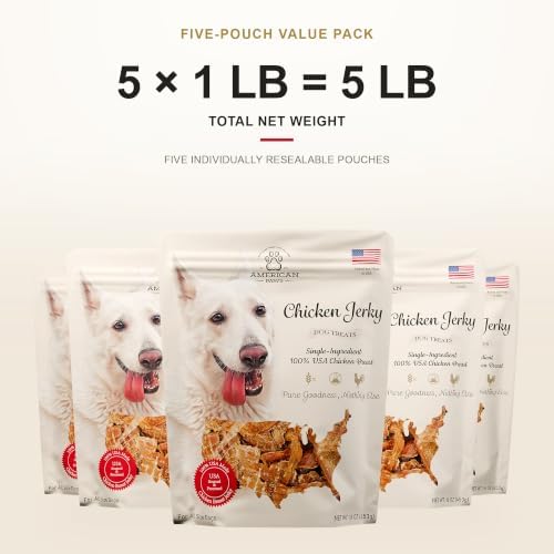 American Paws Bulk Chicken Jerky Dog Treats for Large Dogs, USA (5 LB)