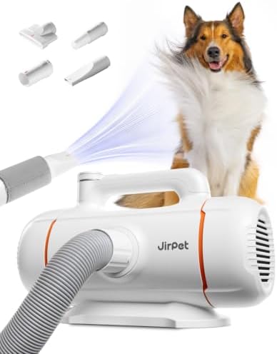 JirPet Dual Motor High Velocity Dryer for Dogs, 5.0HP/2000W Grooming Dryer | 291 MPH Air Speed, 3Lbs Blow Force, Low Noise, Stepless Airflow, 5 Nozzles, Portable for Mobile Grooming & Home-Based Salon