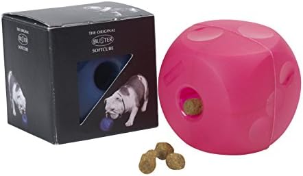 Kruuse Buster Soft Mini Feeder Cube for Dogs - Dog Feeder Toy - Canine Slow Food Feeder - Magenta Red